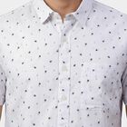 Men's White Cotton Spread Collar Slim Fit Casual Shirt, White, small
