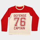 Boys Off White Crew Neck Regular Boys T-Shirt, ऑफ व्हाइट, small