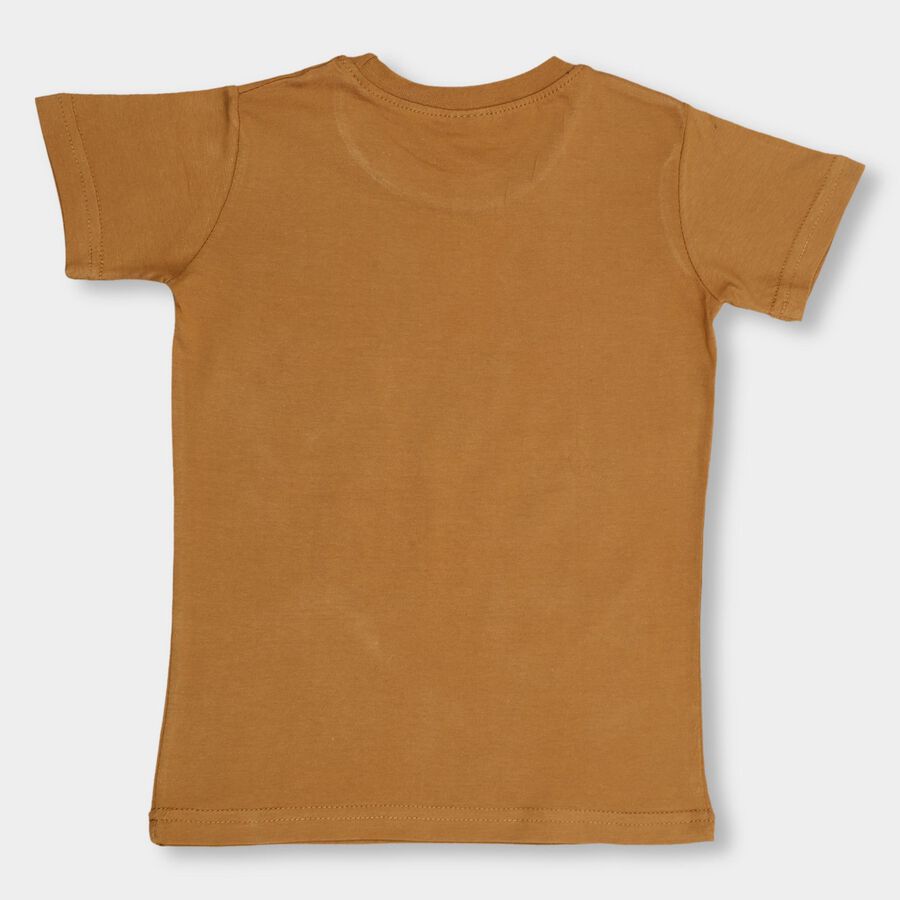 Boys' 100% Cotton Half Sleeves T-Shirt, भूरा, large image number null
