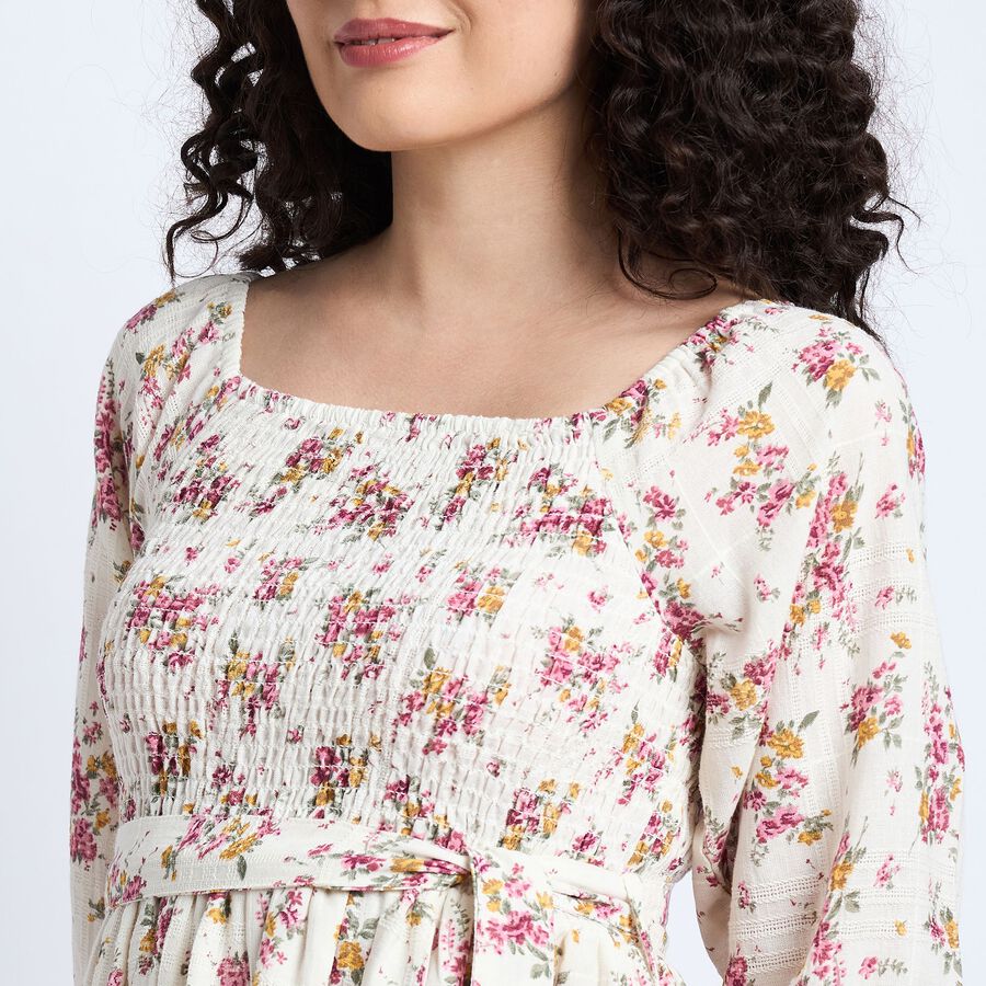 Ladies' 100% Cotton Dress , Off White, large image number null