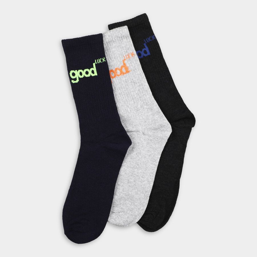 Men's Socks (Pack of 3), Melange Light Grey, large image number null