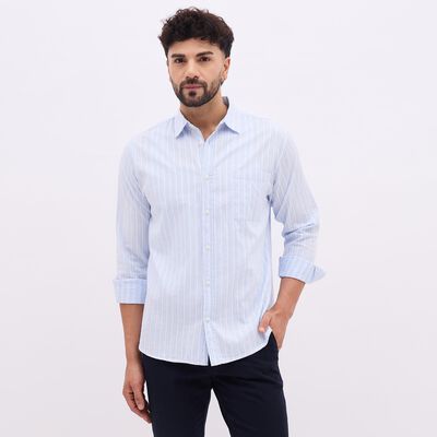 Men's Light Blue Cotton Classic Casual Shirt
