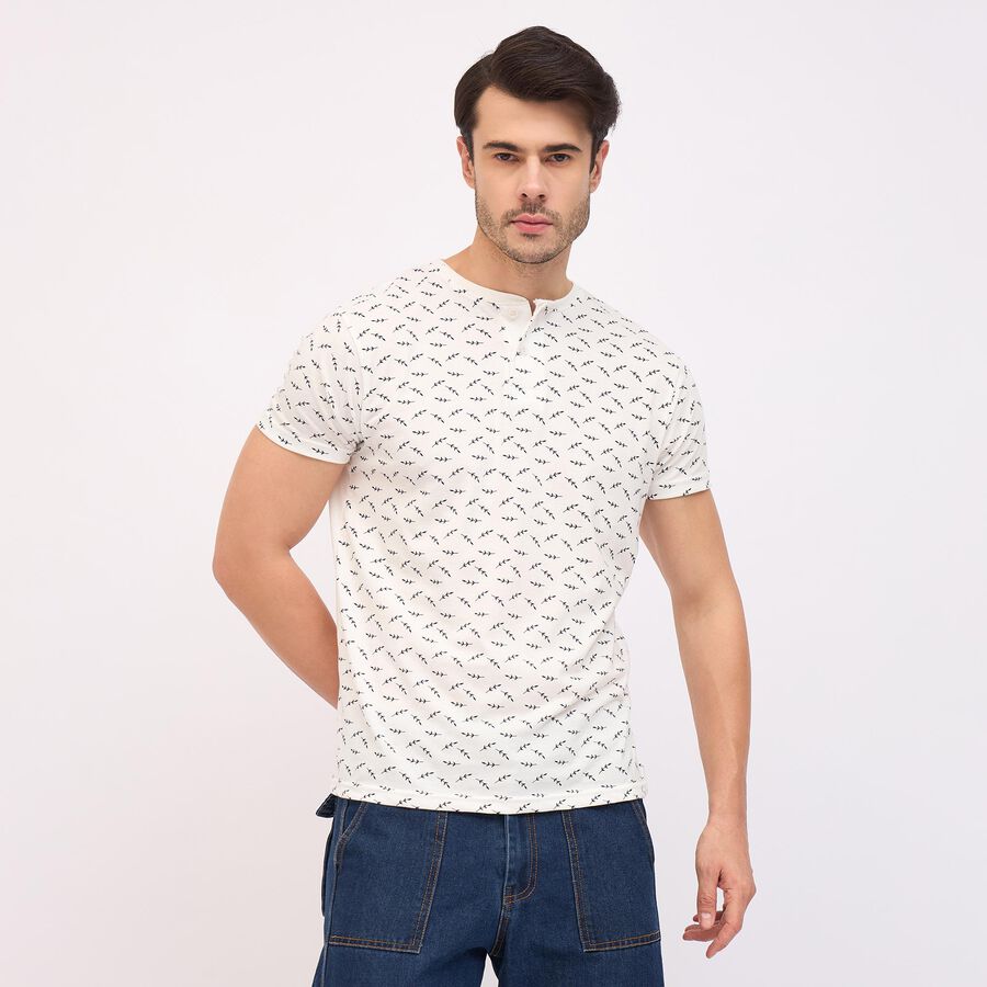 Men's Henley Half Sleeves T-Shirt, White, large image number null