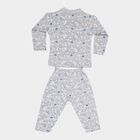 Infants Cotton Printed Night Suit, Melange Light Grey, small image number null