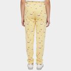 Girls Yellow Regular Fit Heart Printed Pyjama, Yellow, small