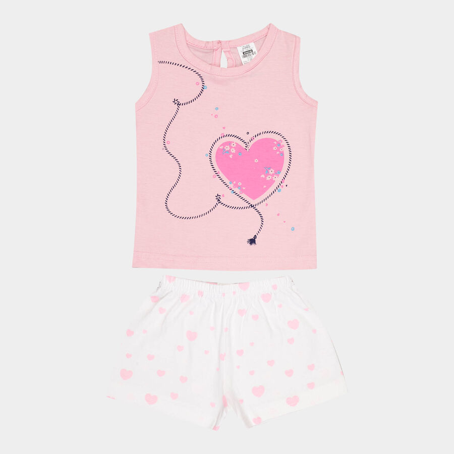 Infants Cotton Shorts Set, Light Pink, large image number null