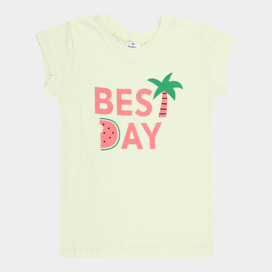 Girls Cotton T-Shirt, Light Green, large image number null