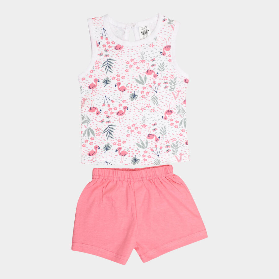 Infants Cotton Shorts Set, White, large image number null