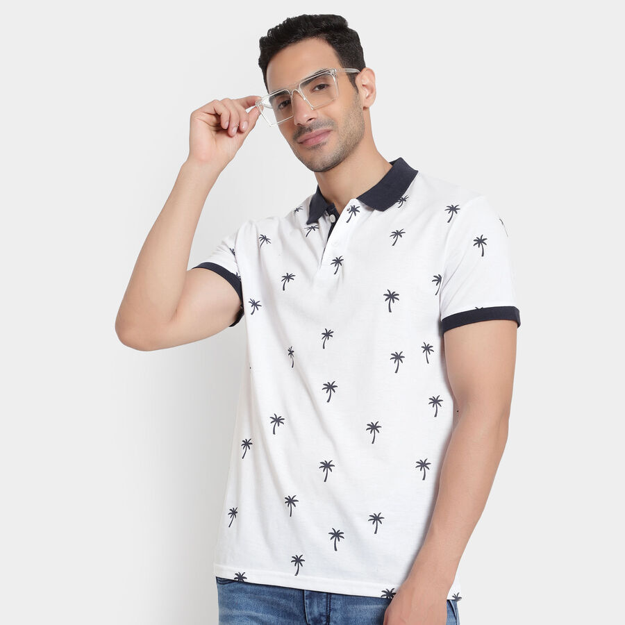 Printed Polo Shirt, White, large image number null