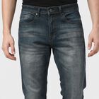 Men's Navy Blue Slim Fit Faded Jeans, Dark Blue, small