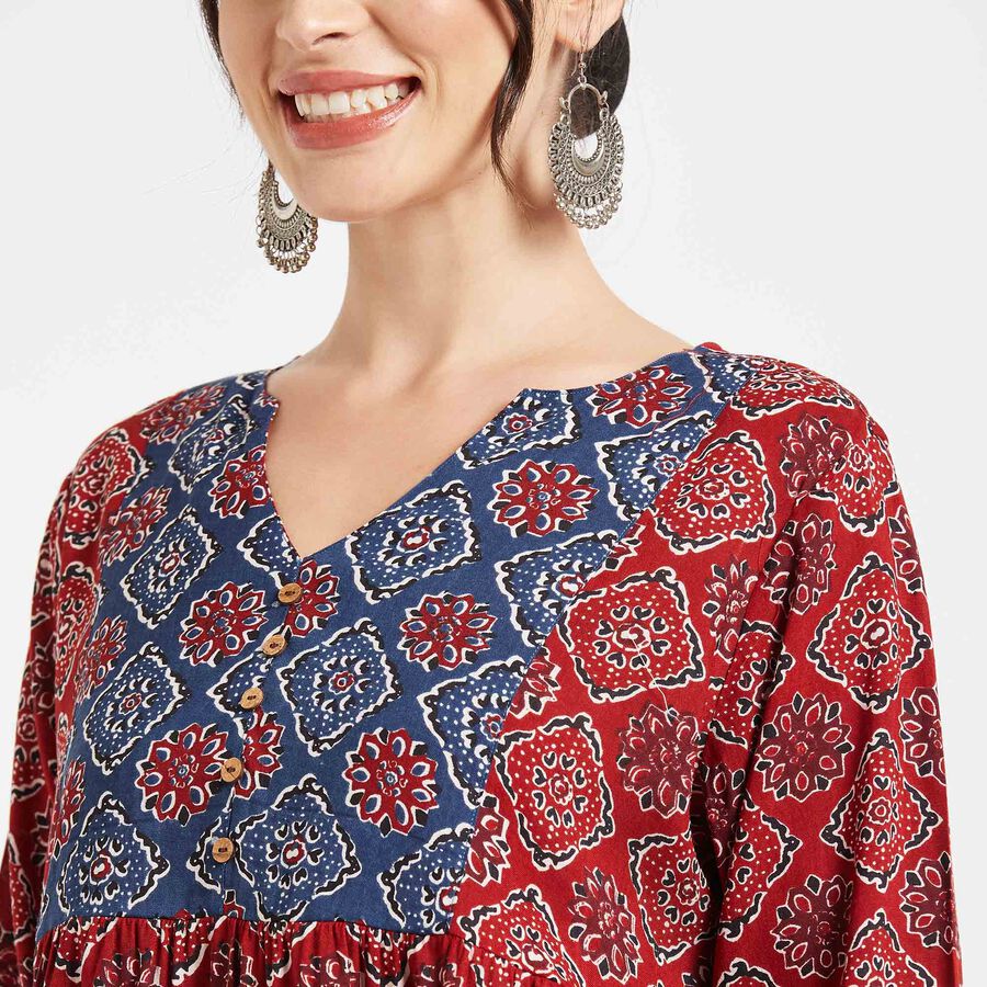 Printed Kurti, Maroon, large image number null