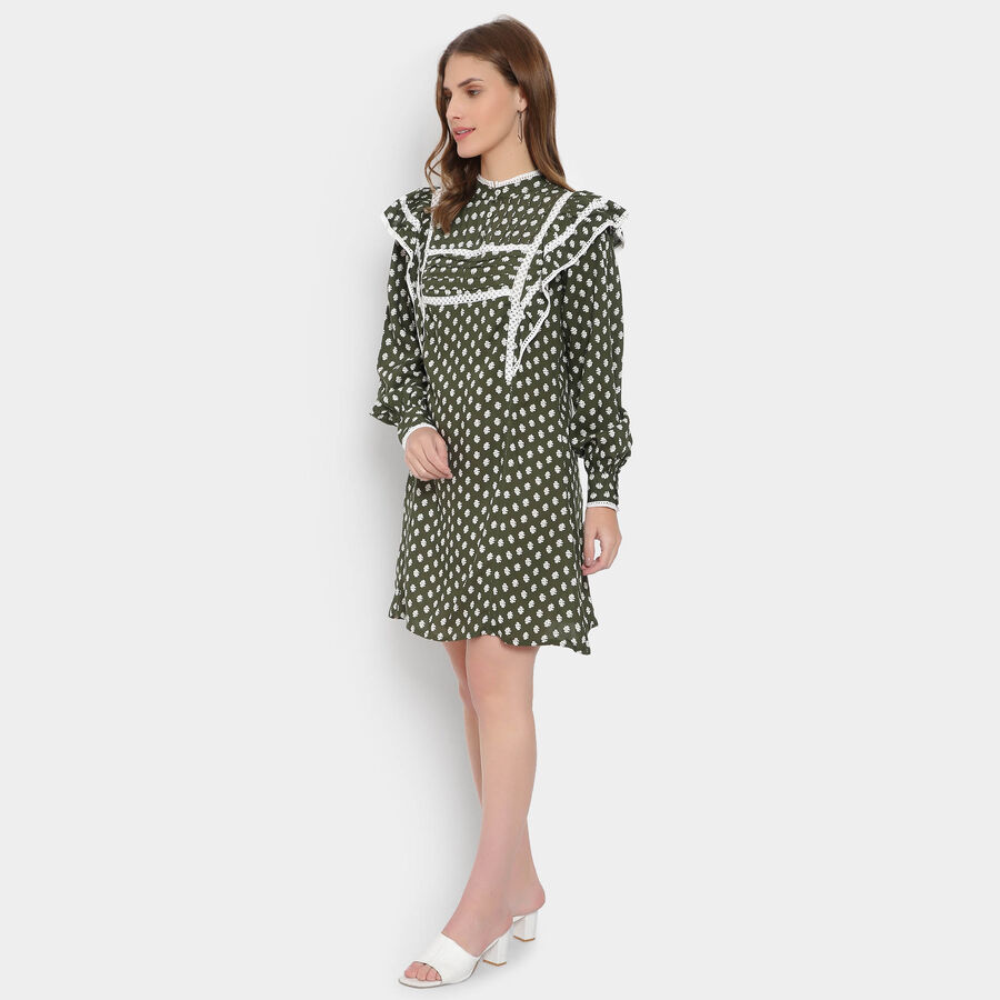 All Over Print A Line Women, Olive, large image number null