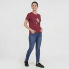 Women's Purple Cotton Round Neck Casual T-Shirt, Purple, small