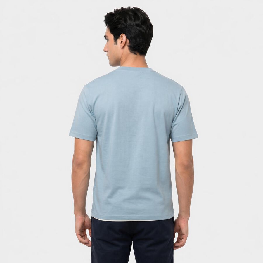 Men's Light Blue Round Neck Regular T-Shirt, स्काई ब्लू, large
