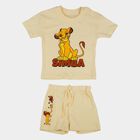 Infants' Cream 100% Cotton Round Neck Graphic Printed Baba Suit, Beige, small