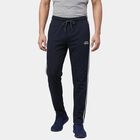 Men's Navy Blue Regular Fit Cuffed Track Pants, नेवी ब्लू, small