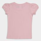 Girls' Light Pink Cotton Crew Neck Short Sleeve T-Shirt, Light Pink, small image number null