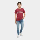 Boys' Pink Round Neck Casual T-Shirt, गुलाबी, small
