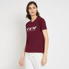 Ladies' Round Neck T-Shirt , Wine, small image number null