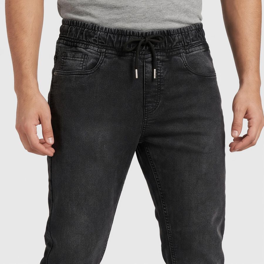 Men's Dark Grey Slim Fit Jogger Style Jeans, गहरा ग्रे, large