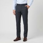 Men's Navy Blue Slim Fit Flat-Front Formal Trousers, Navy Blue, small