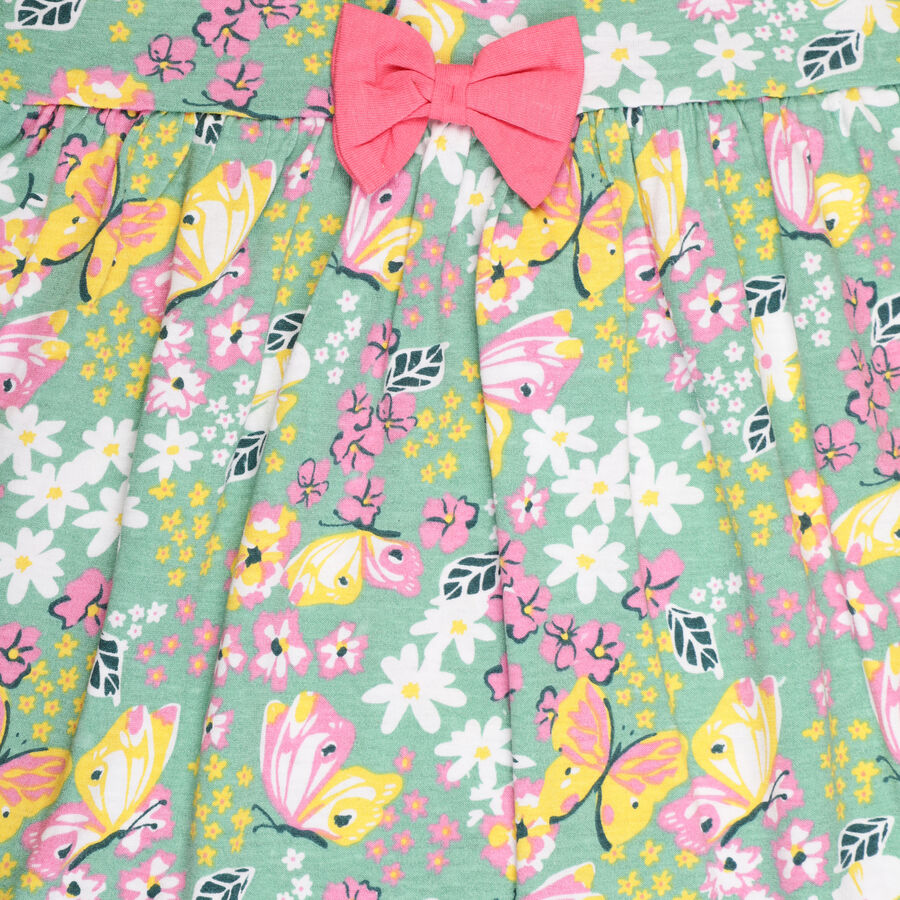 Girls Cotton Frock, Light Green, large image number null
