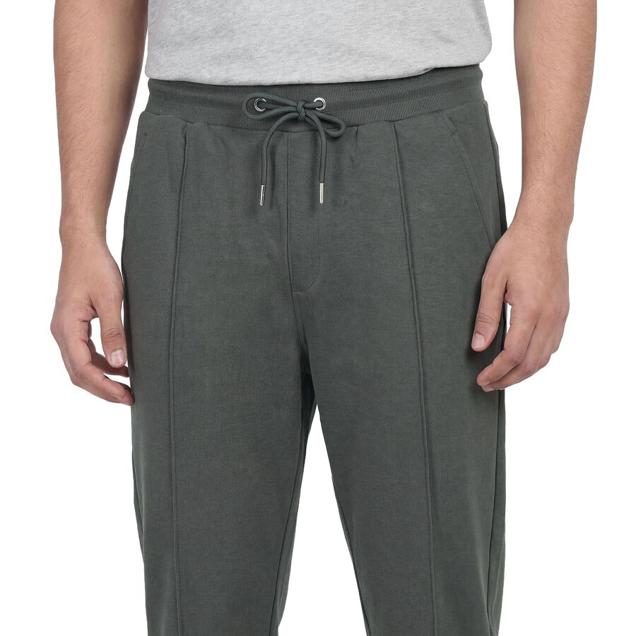 Men's Green Regular Fit Cuffed Track Pants, हल्का हरा, large