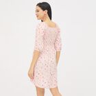 Girls' Light Pink Square Neck Romantic A-Line Dress, हल्का गुलाबी, small image number null
