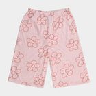 Girls' Soft Pink Floral Printed Relaxed Fit Capri, Light Pink, small image number null