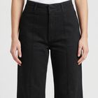 Women's Black Wide Leg Seam Detail Jeans, Black, small