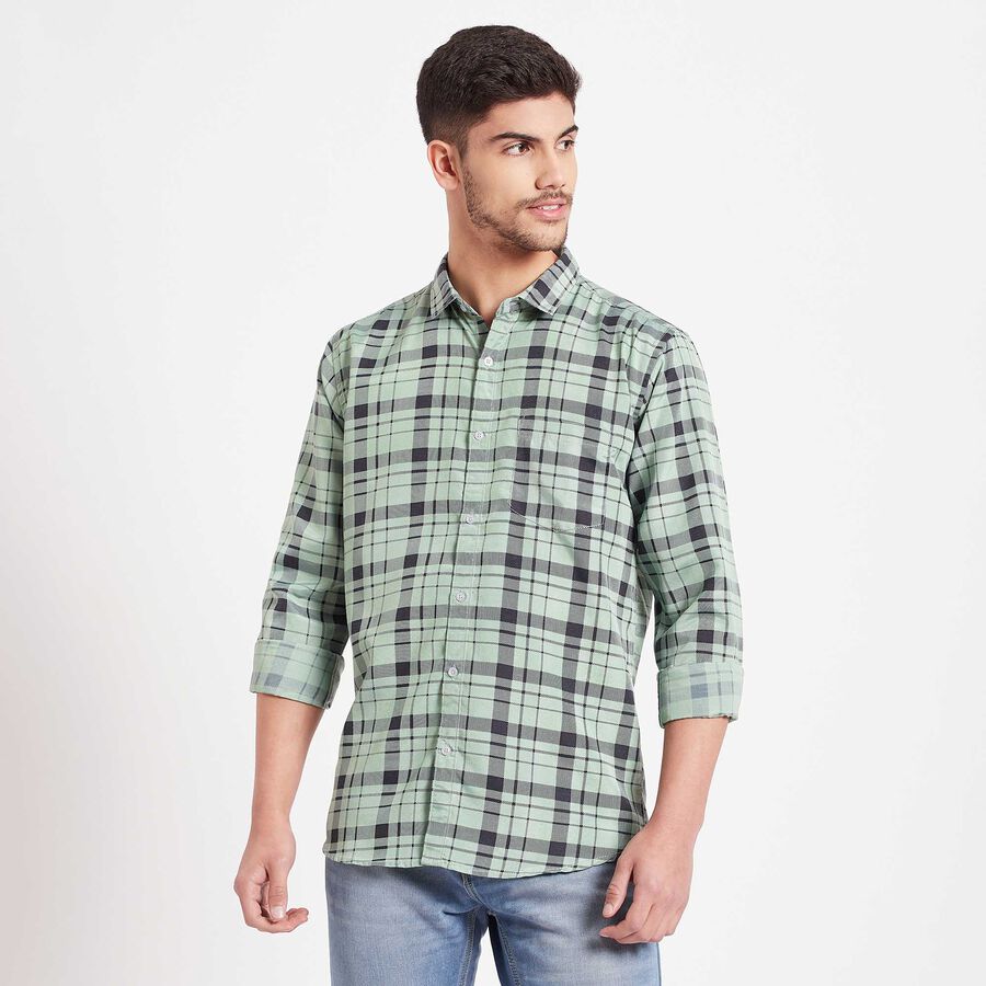 Checks Casual Shirt, Light Green, large image number null