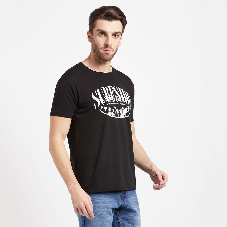 Round Neck T-Shirt, Black, large image number null