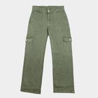 Girls Olive Green Cargo Fit Utility Jeans, Olive, small