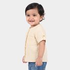 Infants Beige Cotton Round Neck Regular Fit Shirt, Beige, small