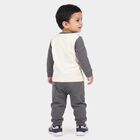 Infants' Grey Cotton Round Neck Graphic Print Baba Suit, Dark Grey, small