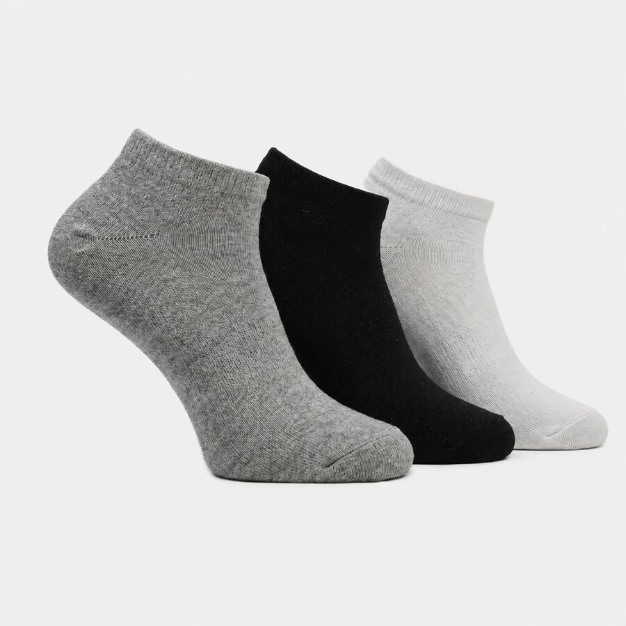 Men's Ankle Length Pack of 3 Socks ( Grey, White, Black ), मिश्रित हल्का ग्रे, large