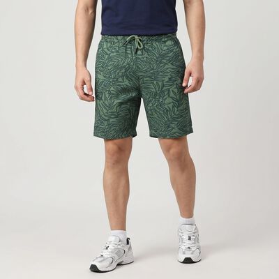Men's Green Regular Fit Cotton Bermuda Shorts