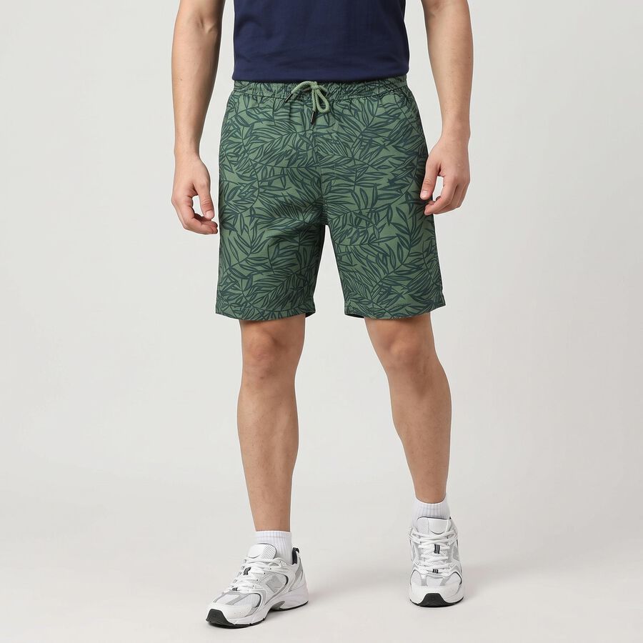Men's Green Regular Fit Cotton Bermuda Shorts, Light Green, large