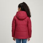 Girls' Vibrant Red Hooded Puffer Jacket, Fuchsia, small image number null