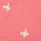 Girls Pink Cotton Round Neck Regular T-Shirt, Pink, small