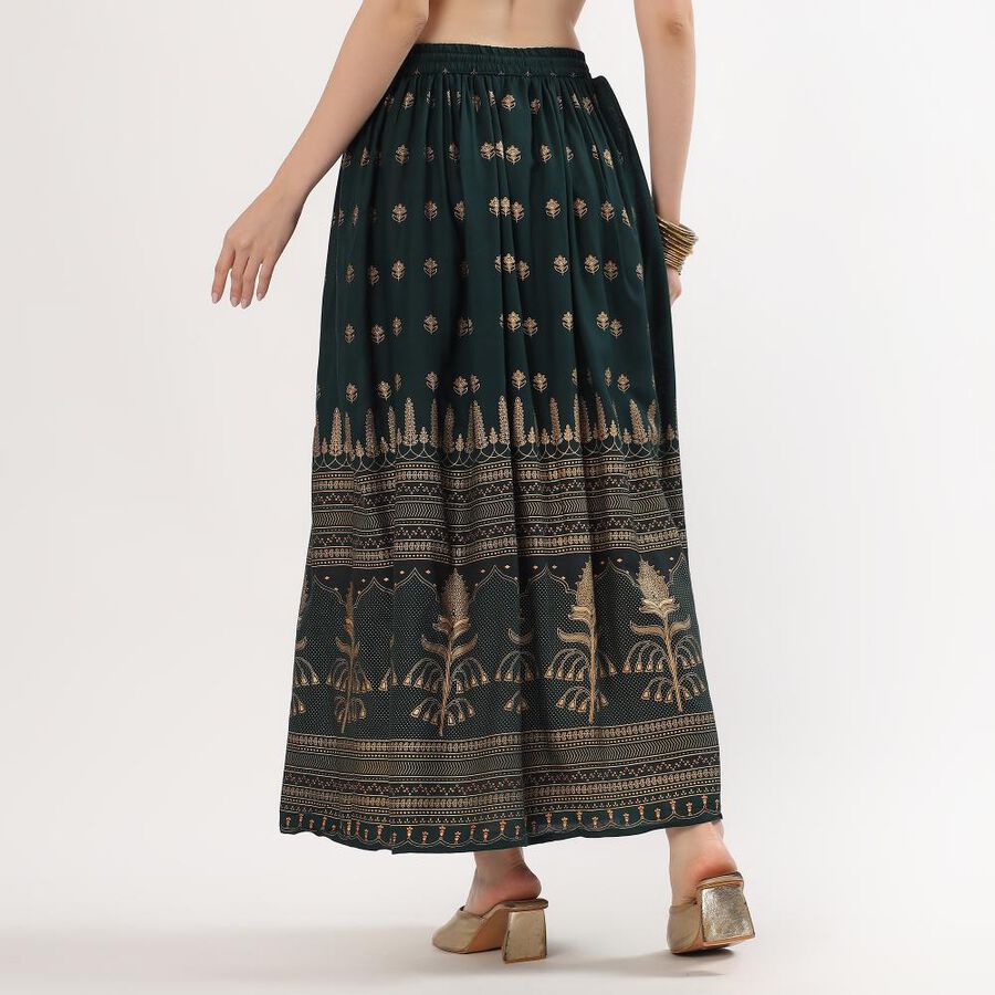 Women's Deep Forest Green Printed Maxi Lehenga Skirt, गहरा हरा, large image number null