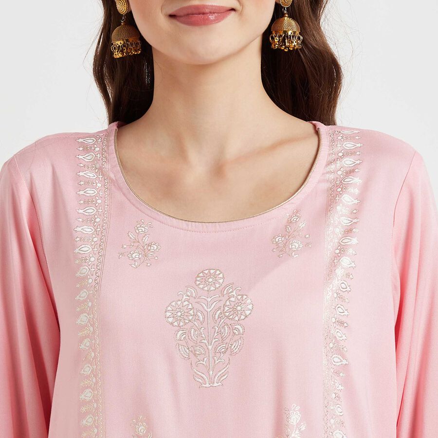 3/4Th Sleeves Straight Kurta, Pink, large image number null