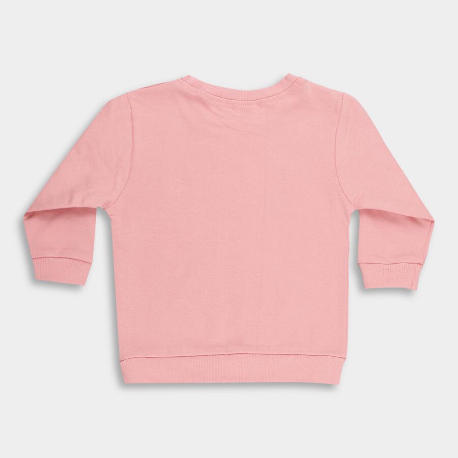 Infants Light Pink Cotton Crew Neck Casual Sweatshirt, हल्का गुलाबी, large image number null