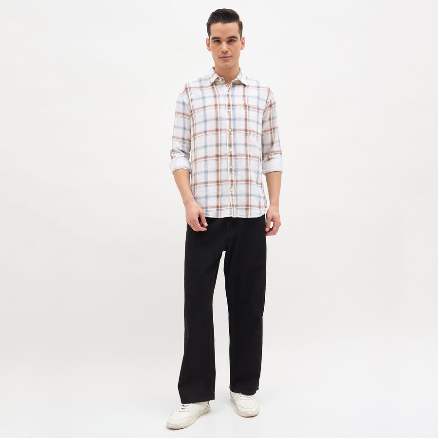 Men's Muted Beige Cotton Spread Collar Casual Shirt, गहरा पीला, large image number null