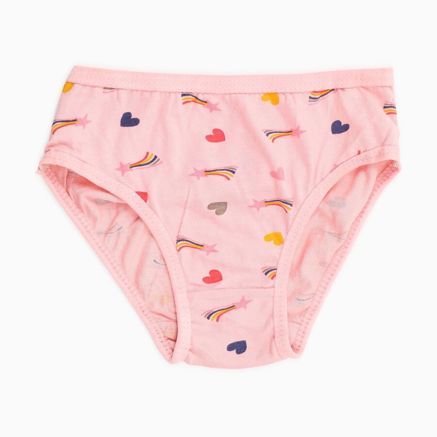 Girls' Solid Purple and Printed Pink Cotton Panties, गहरा ग्रे, large image number null