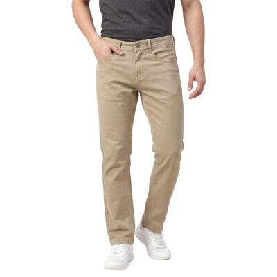 Men's Beige Slim Fit Classic Jeans