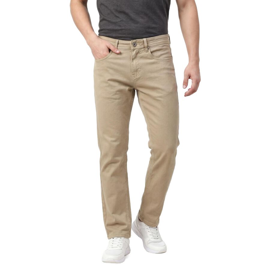 Men's Beige Slim Fit Classic Jeans, Beige, large