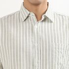 Men's Muted Olive Green Classic Collar Casual Shirt, ओलिव, small