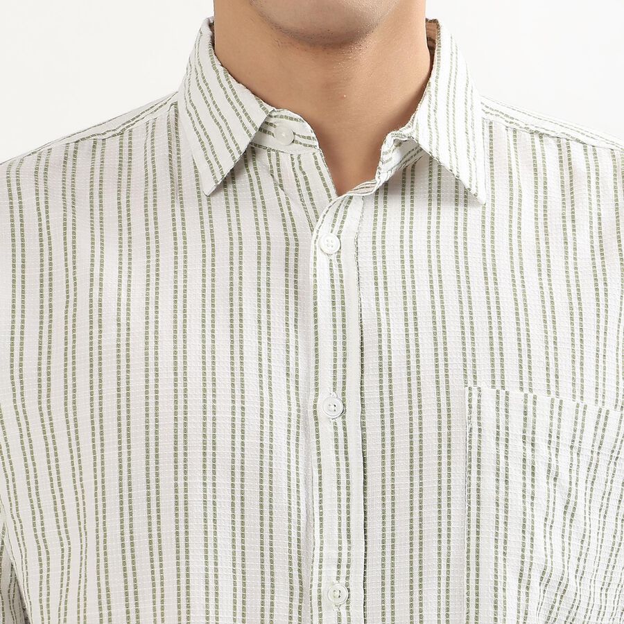 Men's Muted Olive Green Classic Collar Casual Shirt, ओलिव, large