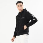 Men's Jet Black Hooded Neck Casual Sweatshirt, Black, small image number null